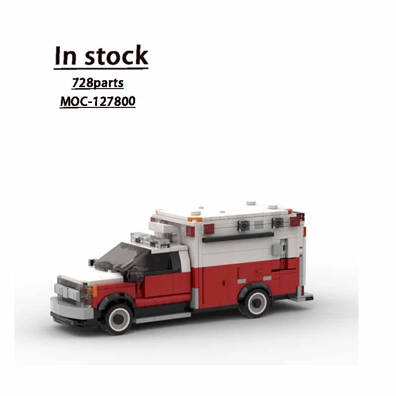 MOC-127800Classic City Emergency Medical Service Ambulance Building Block Model728Parts MOC Creative Boys Children Christmas Toy
