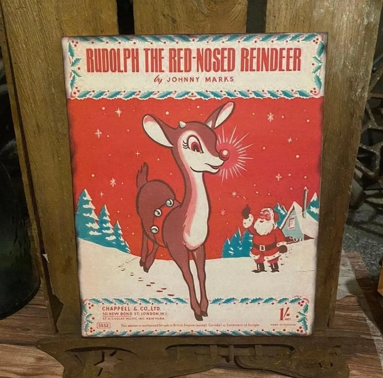 Y1, Rudolph The Red Nosed Reindeer Sign,Christmas Decoration Retro Metal Tin Sign Wall Hanging Decor Plaque for Coffee Shop Home