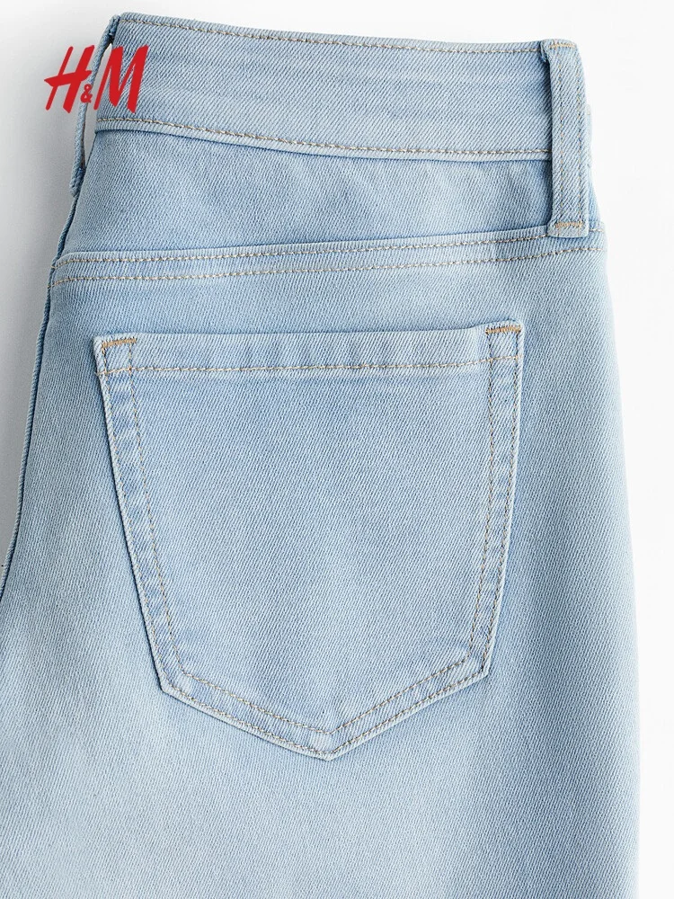 로우 웨이스트 여성용 청바지 타이트 핏 마이크로 플레어 디자인 롱 팬츠 H&M 코튼 폴리에스터 혼방 엘라스틱 섬유 2025년 봄