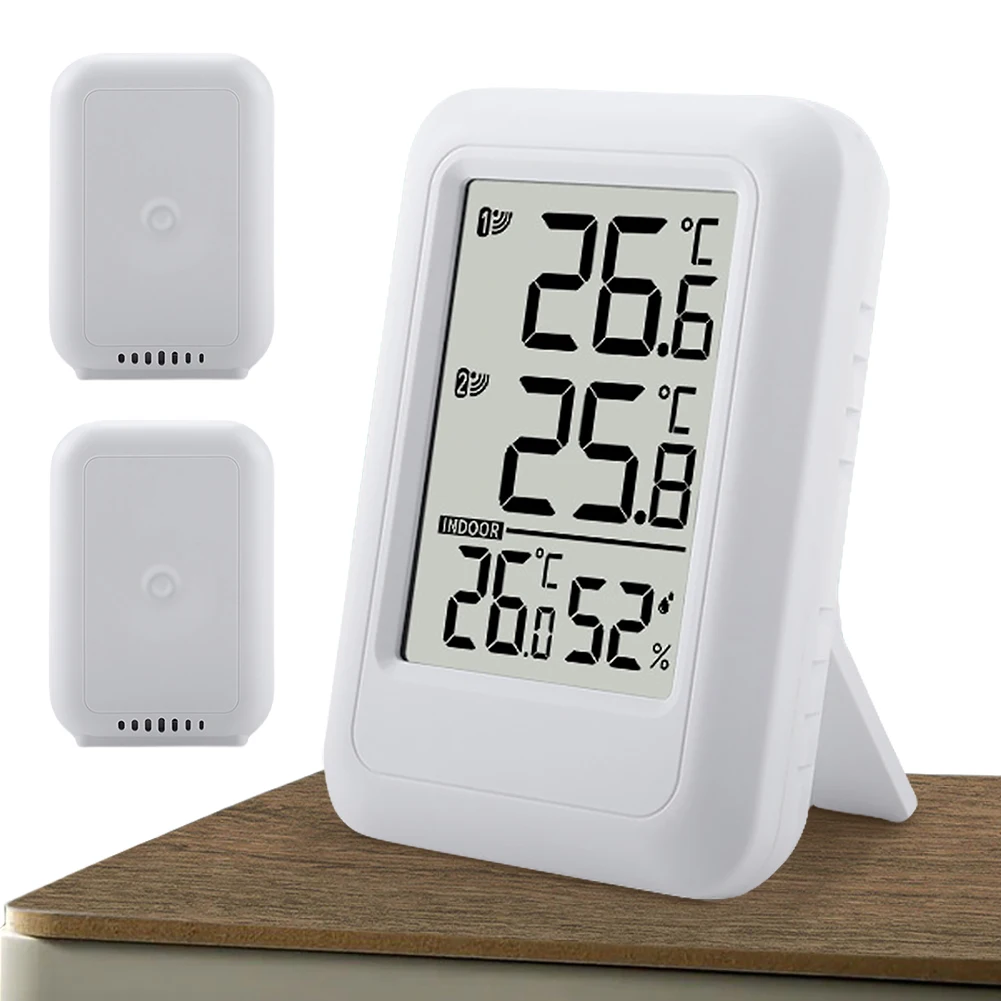 

Wireless Weather Station Indoor Outdoor Thermometer Foladable Stand Temperature and Humidity Monitor 100m Range for Home Office