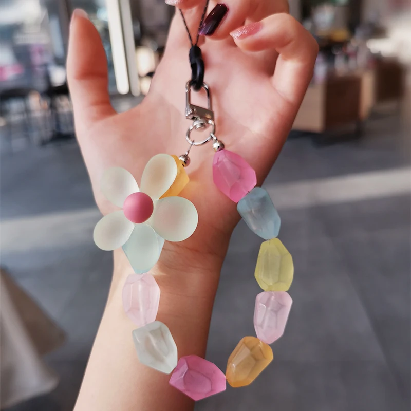 

Frosted Color Crystal Mobile Phone Pendant Flower Pendant Mobile Phone Case Universal Flower Lanyard Phone Charm TelephoneChain