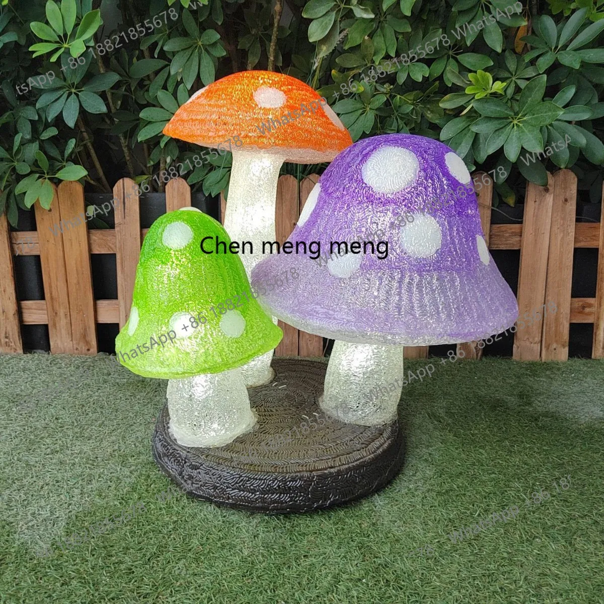Colorful mushrooms with discoloration, outdoor road camping site home garden ornament