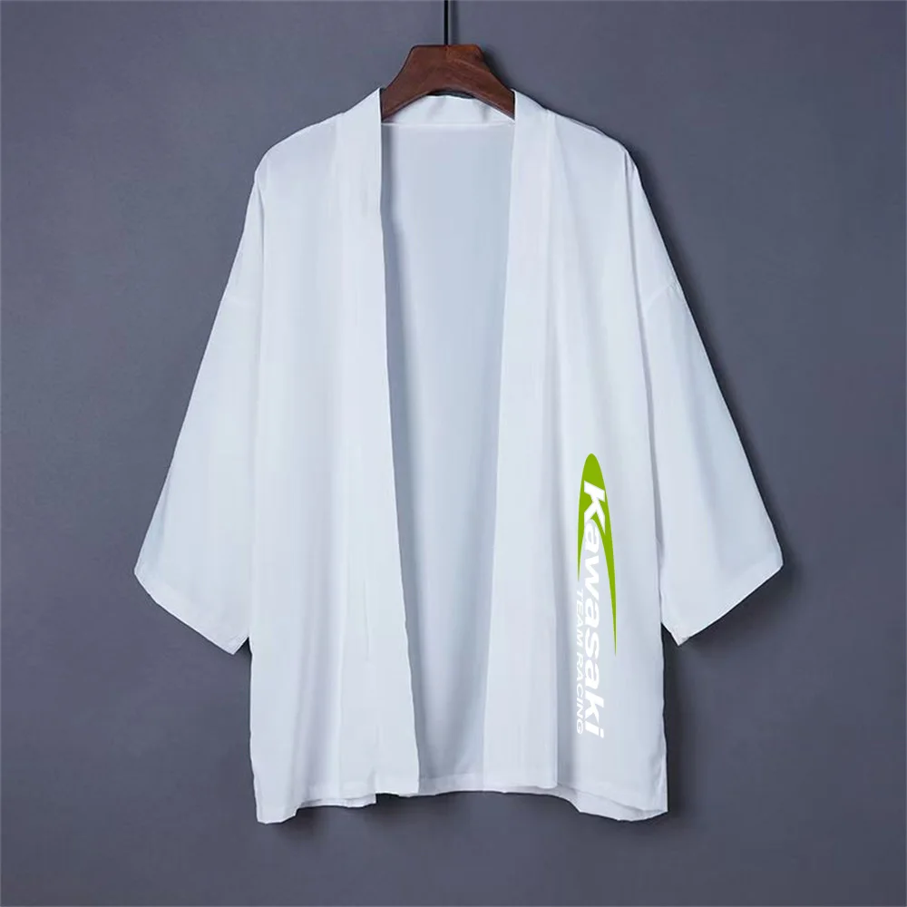

2025 new men's Kawasaki logo Japanese style fashionable loose kimono, traditional Japanese casual kimono jacket cardigan