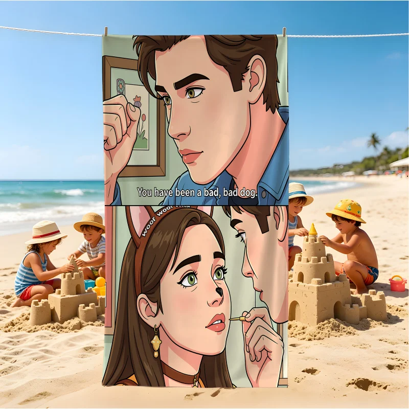 Serviette de plage, serviette de piscine, serviette de bain, Euphoria S3 Nate Cassie Woof Woof Bad Bad Dog, séchage rapide, décoration de voyage en plein air