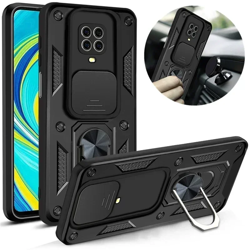 For Xiaomi Redmi Note 9 Pro Case Slide camera Magnetic Holder Ring Shockproof Armor Phone Case For Redmi Note 9S 9 S Back Cover