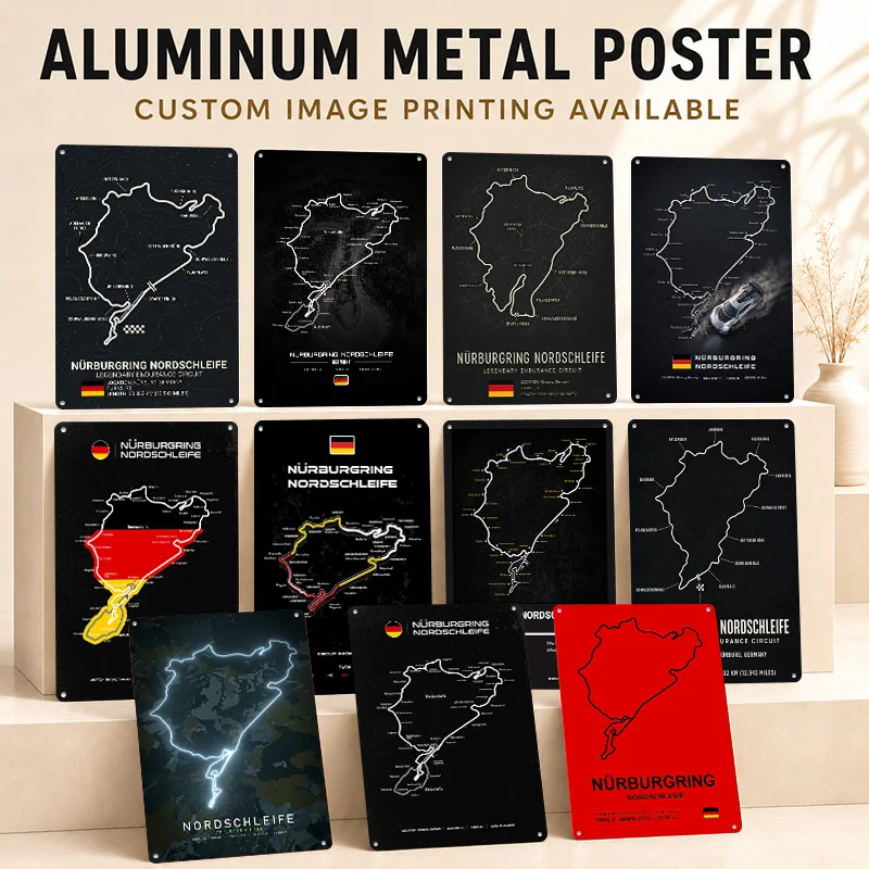 Nürburgring Nordschleife Aluminum Posters Personalized Metal Tin Sign Bold Driver Profile Wall Art Suited To Track Collectors