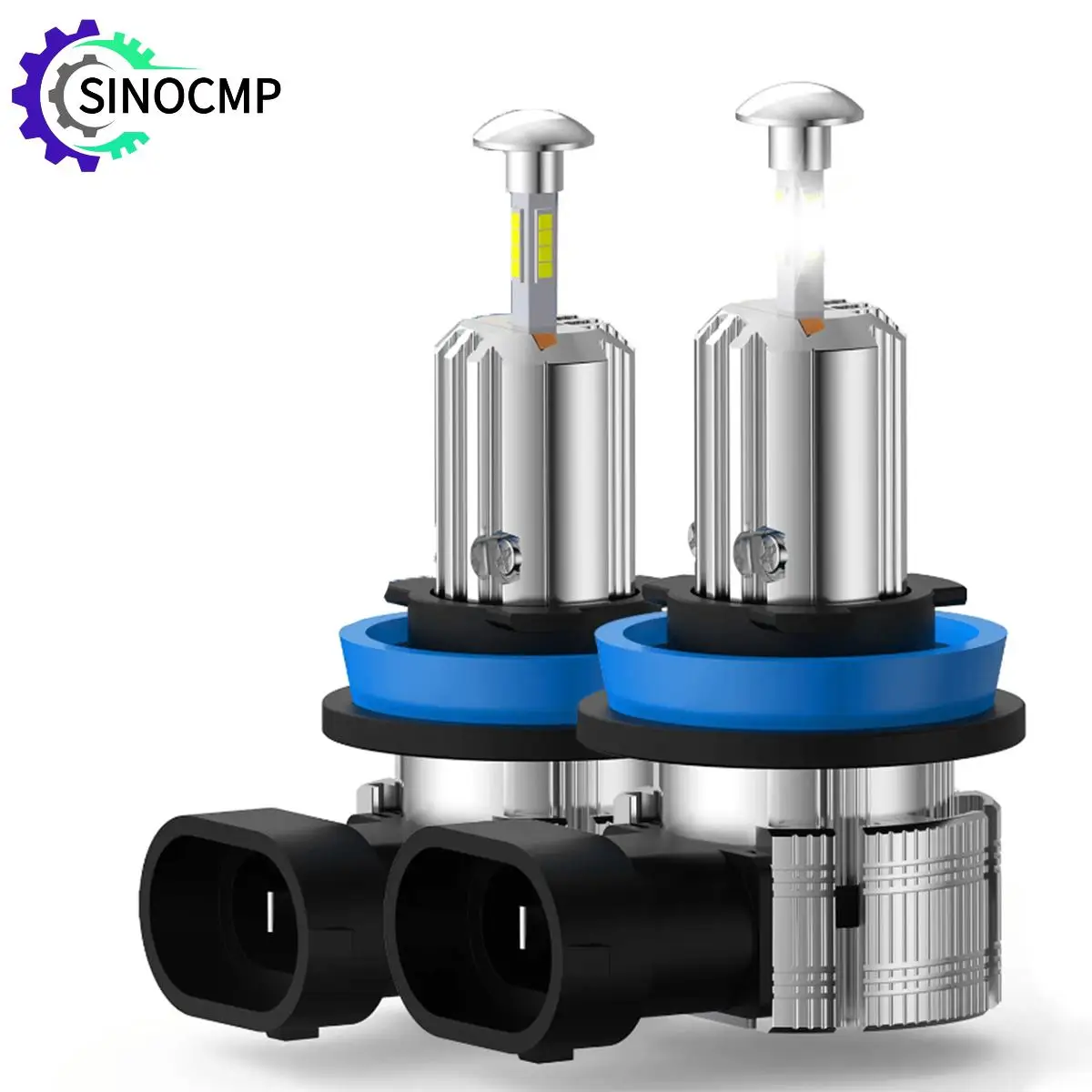 2Pcs H11 LED Headlight Bulbs Mini 800% Brighter Wireless Fanless Cars Bulb Kit High Low Beam Halogen Replacement Non-polarity