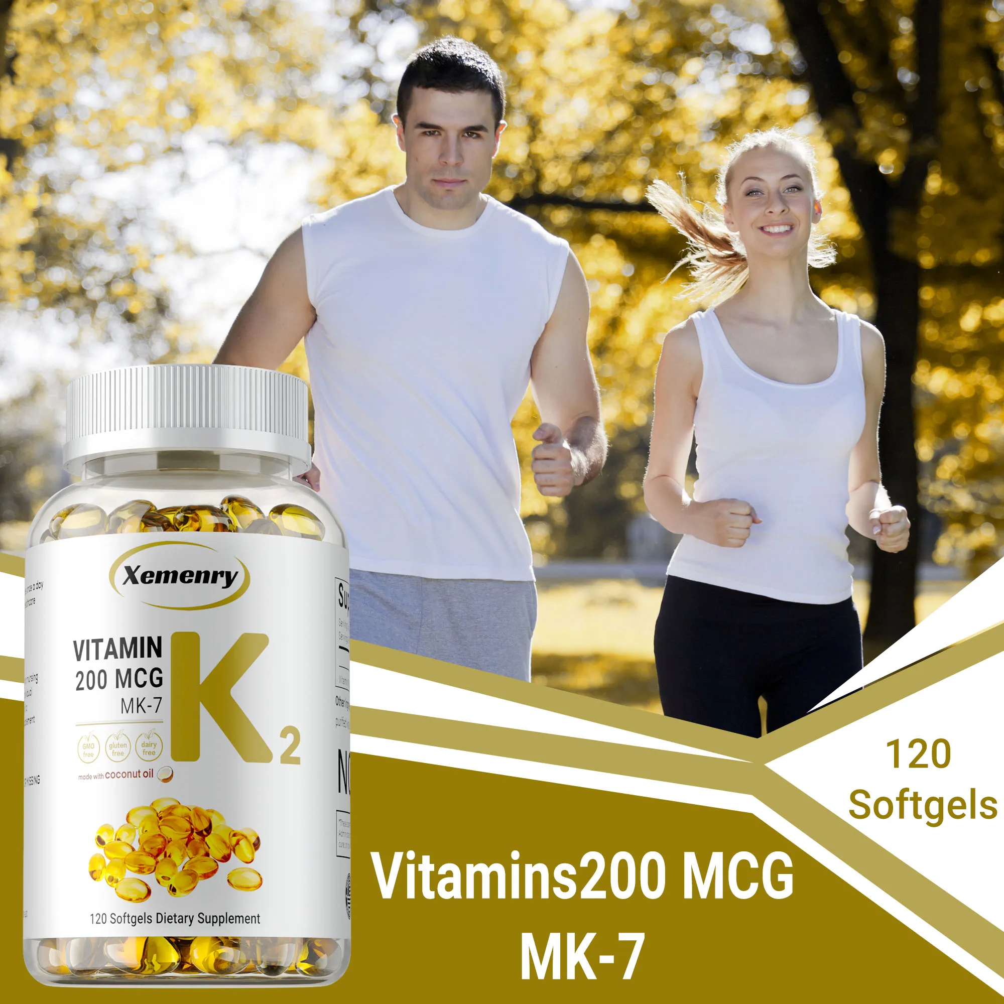 

Vitamin K2 MK-7 Supplement - Calcium Absorption, Support Heart & Joint Health, Promote Digestion, Improve Energy Level, Non-GMO