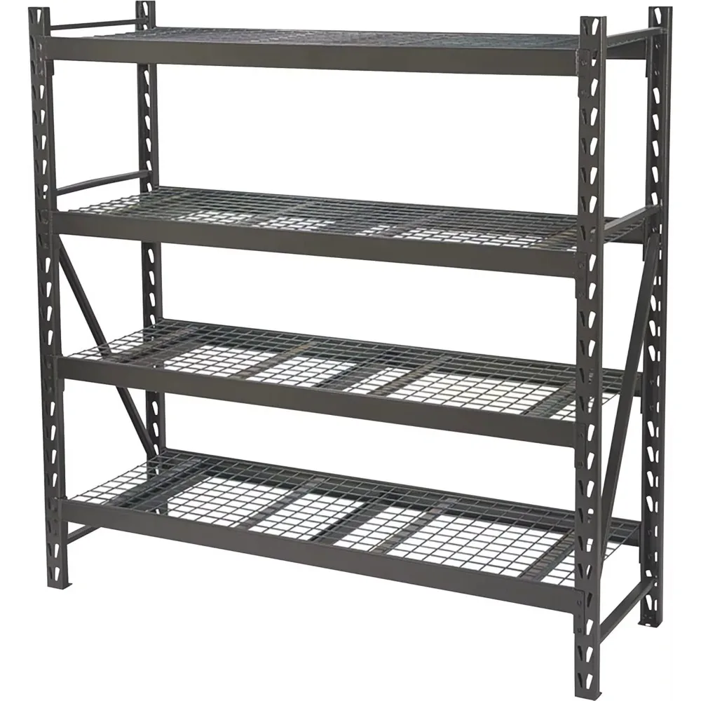 4-Tier Industrial Shelving Rack - 77in.W x 24in.D x 72in.H, Model# 2611T002