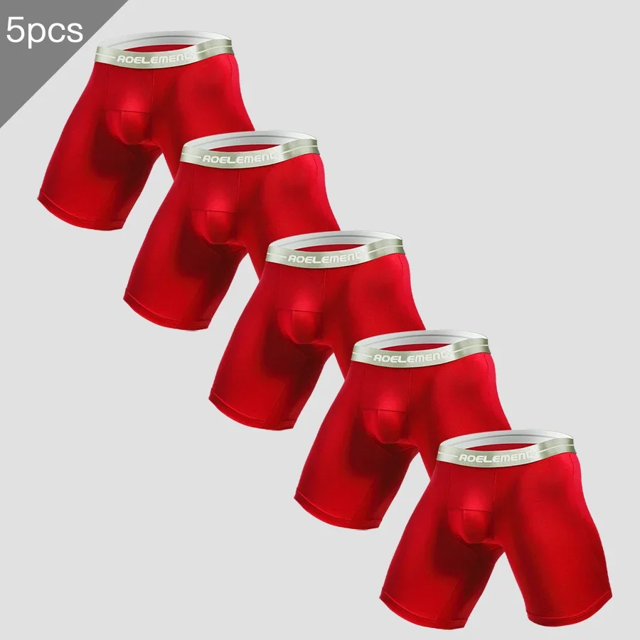 

Мужские спортивные трусы из модала, 5 шт., для бега, облегающие и удлиненные, с защитой от натирания ног, больших размеров, с плоскими швами, для полных ног.