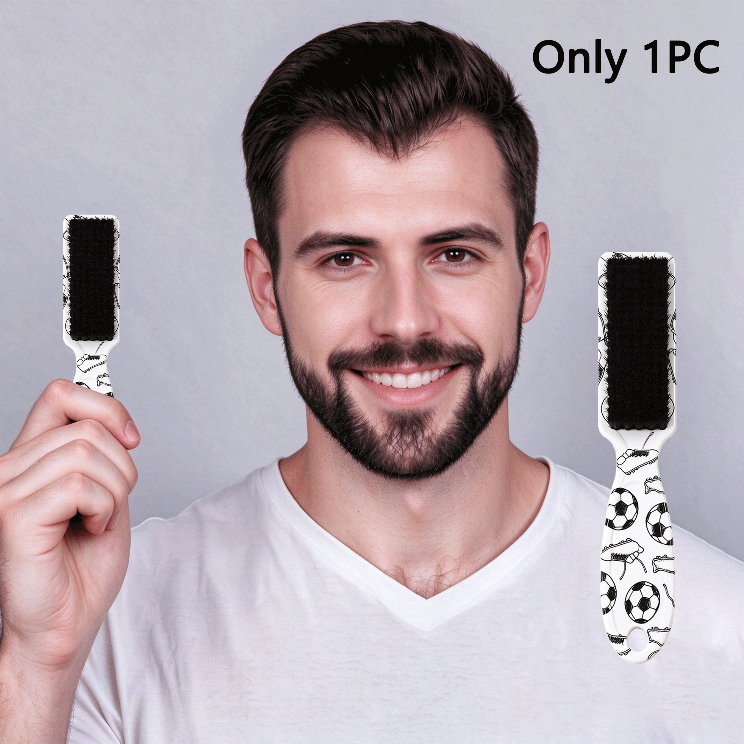 1 professional men's beard brush, personalized printed pattern, exquisite, compact and portable, Special for Real Hair Wigs