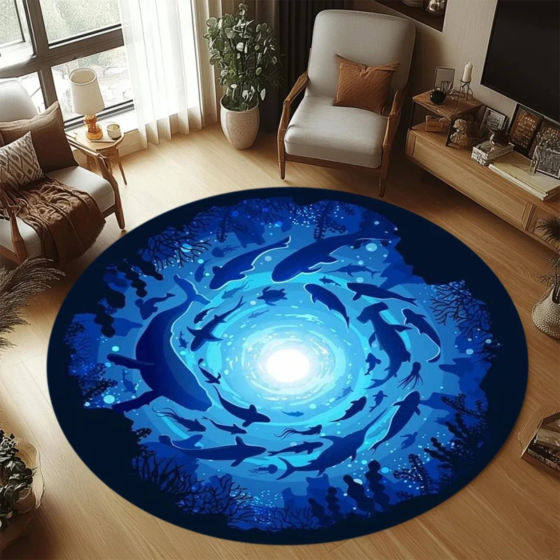 Ocean Blue Shark Carpet Mat Rug Home Decoration Living Room Bedroom Floor Decor Sea Life Style Non Slip Rugs Bedroom Decor