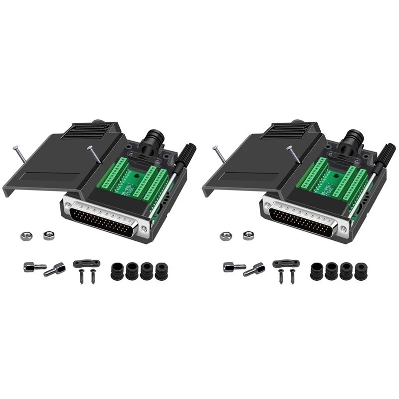 T23C 2X HDB44 Solderless Connector Industrial 3 Rows D-SUB 44Pin Male P Hole Plug Breakout Terminal Board Adapter,B