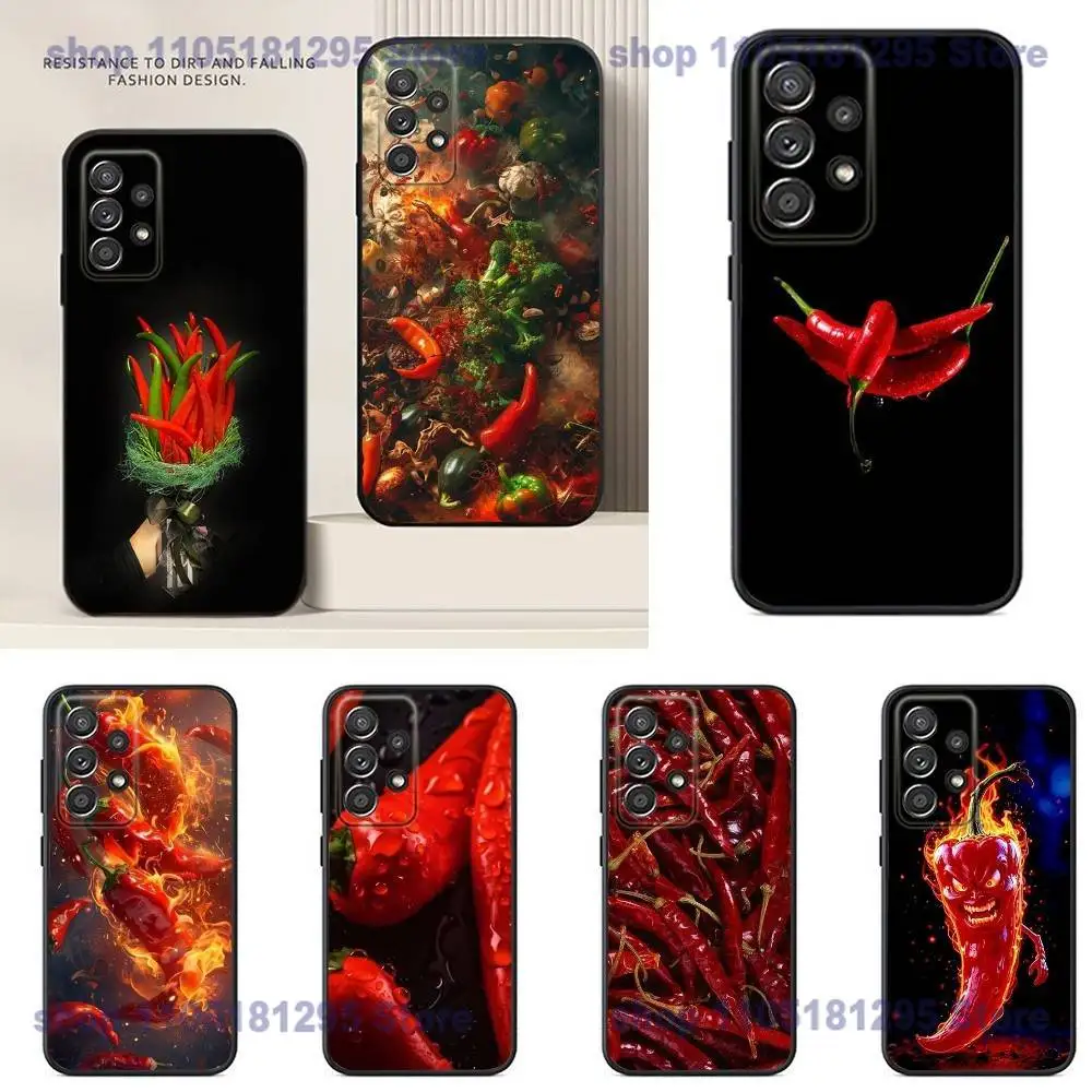 

Spicy Red Chili Peppers Phone Case For Samsung S25,24,23,22,21,20,Ultra,10,10E,Plus Note20 Black Case
