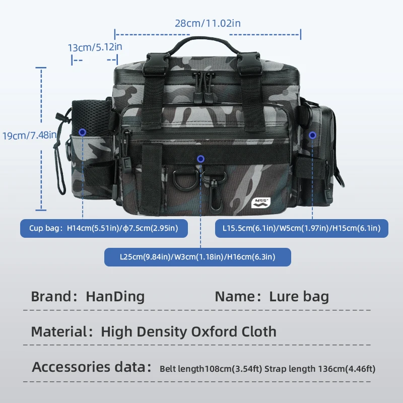 HANDING Multifunction Fishing Bags Waterproof Bags Large Capacity Fishing Tackle for Outdoors Fishing Hiking Hunting Camping