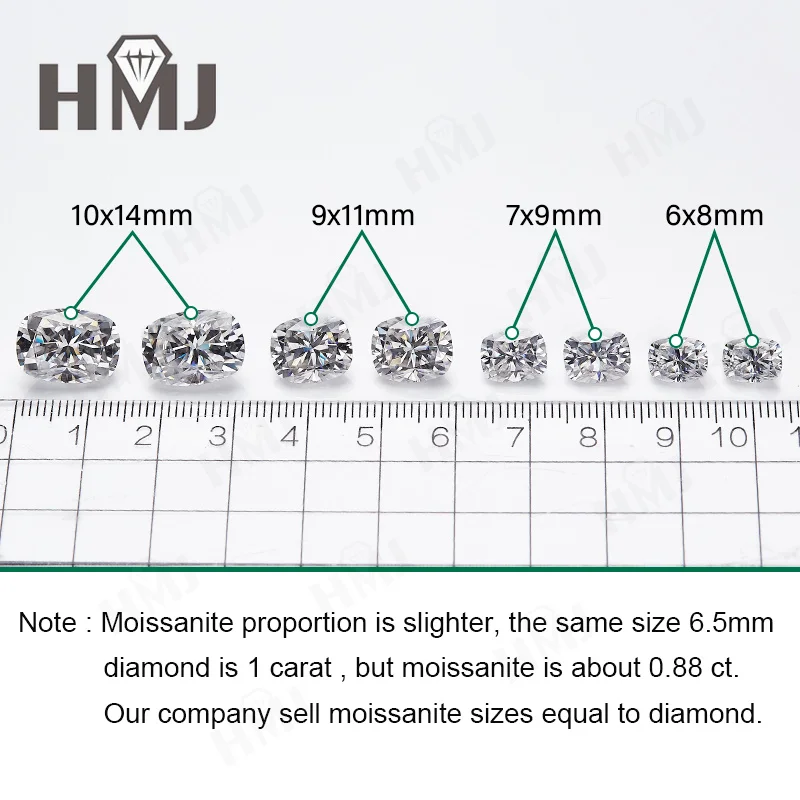 Moissanit Loser Stein, länglicher Kissen-Schliff, D-Farbe, VVS1, 3 Karat, im Labor gezüchteter Diamant, zertifiziert für Schmuckherstellung, Materialien im Großhandel – Detail 5