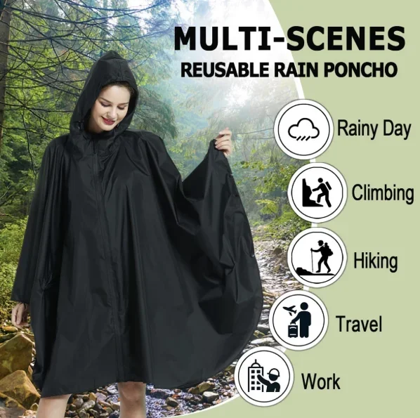

Upgraded zipper cape raincoat adult fashion poncho outdoor portable backpack cycling raincoat