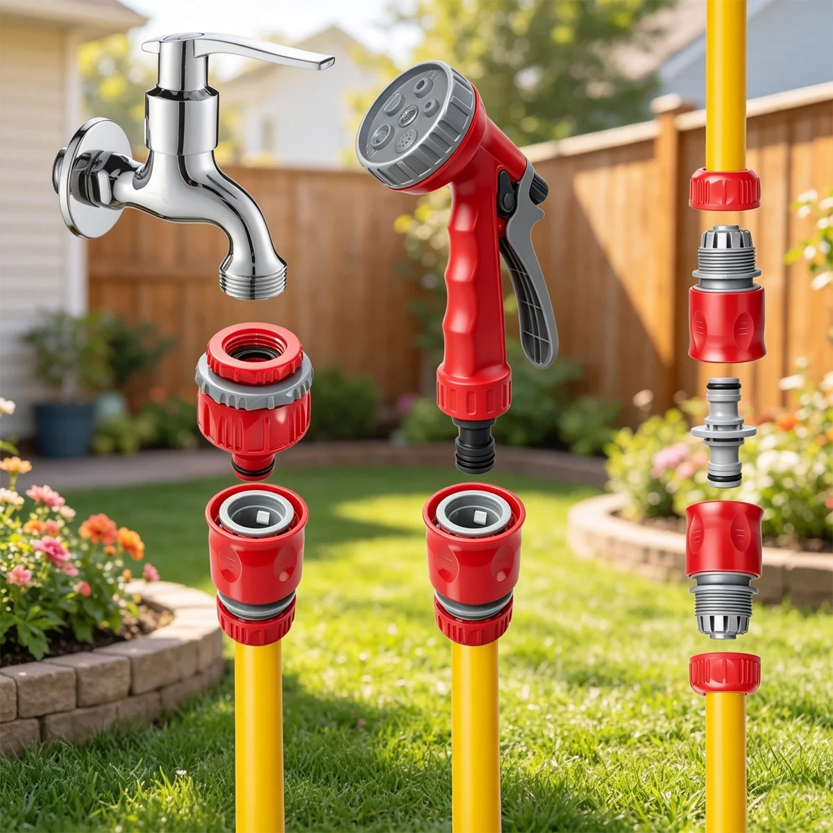 ABS Garden Quick Hose Connector 3/4” End Double Male Hose Coupling Joint Adapter Extender Set For Hose Pipe Tube