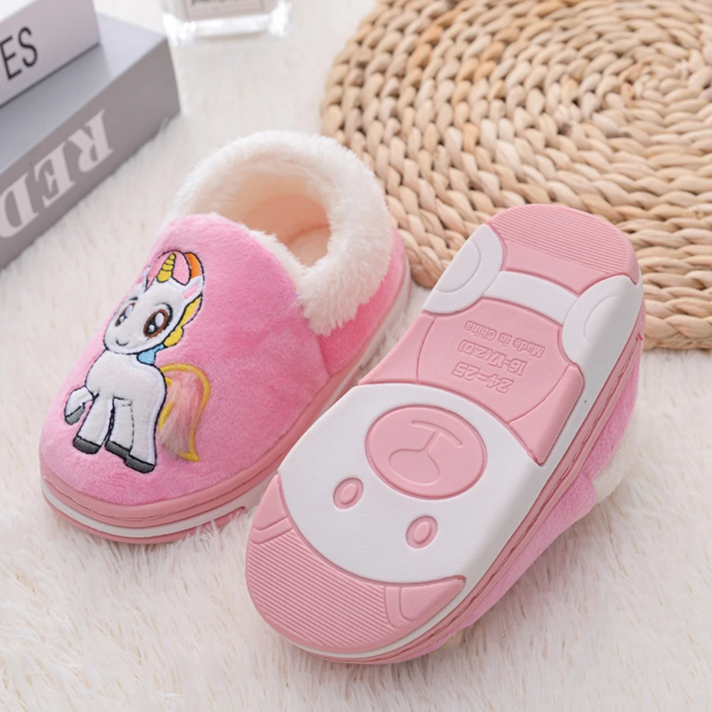 New Toddler Girls Slippers Winter Shoes Little Kids Casual Home Wear Baby Warm Anti-slip Loafers Cartoon Children House Footwear