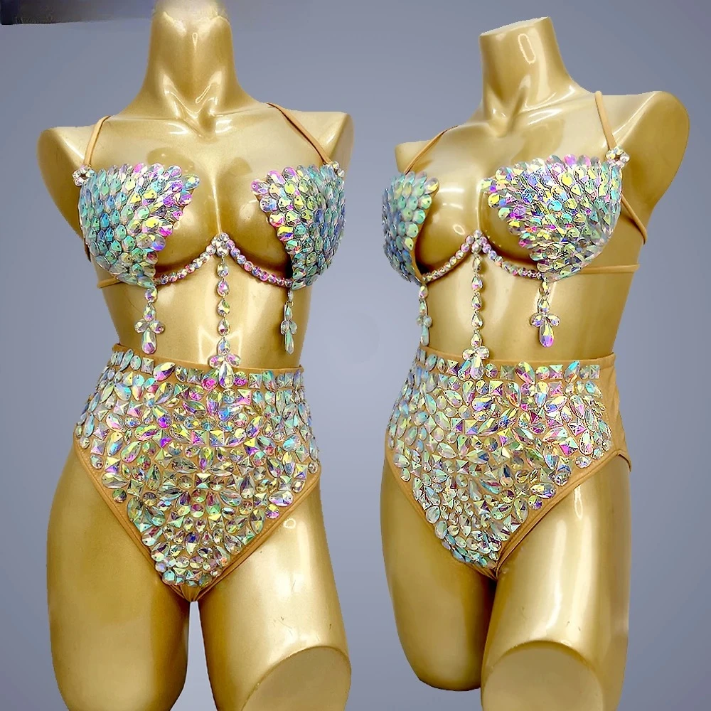 Seksowny biustonosz z drutu do tańca brzucha Samba karnawałowe zestawy bikini damski strój festiwalowy Rave impreza w klubie nocnym DJ sceniczny strój klubowy