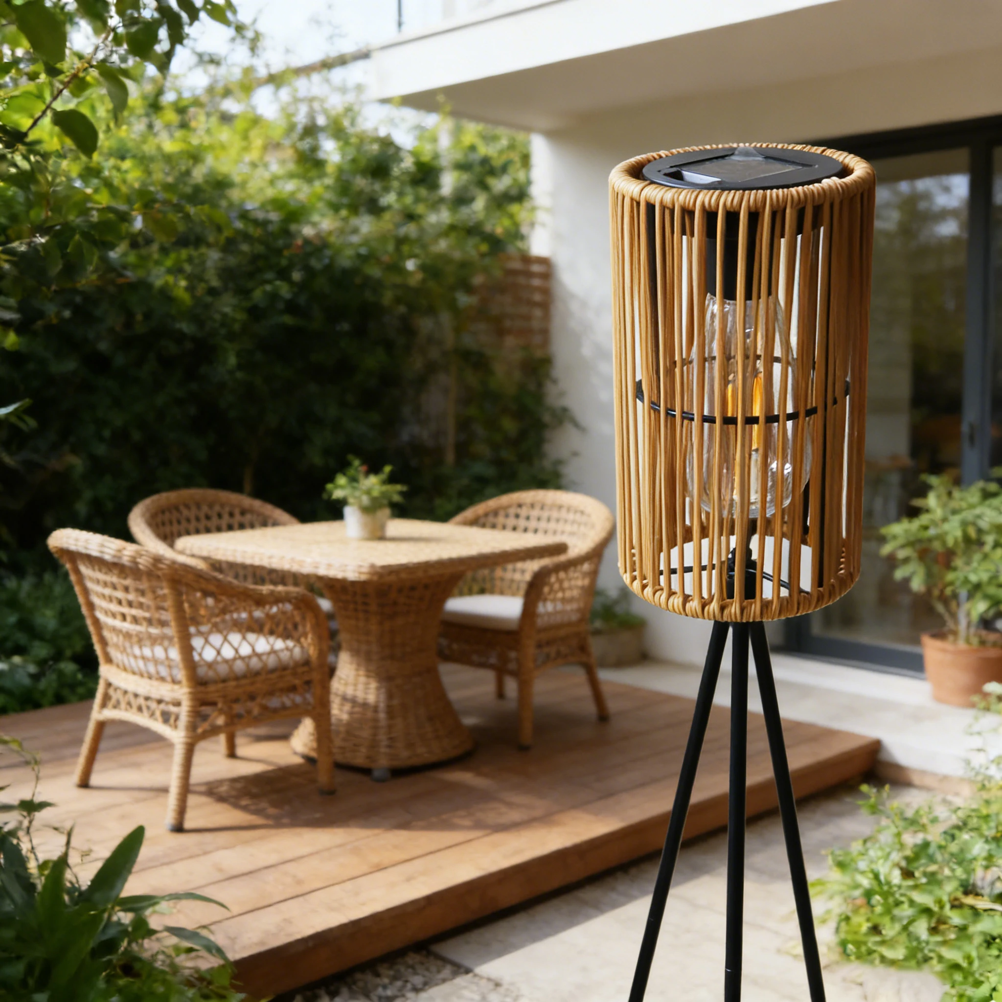 A Handmade Rattan Sun Lamp, No Electricity Needed, Outdoor Courtyard and Garden Decoration, Path Decoration, and Holiday Atmosphere