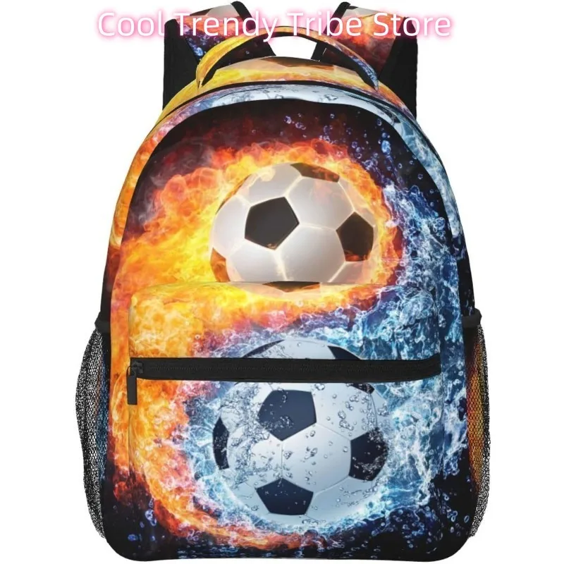 

laptop bag back to school Water Fire Soccer Lightweight Laptop Backpack Lightweight Multipurpose Travel Casual Daypack Unisex Co