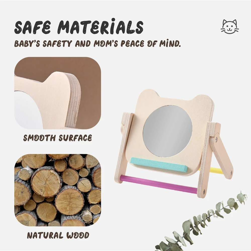 مرآة مونتيسوري للأطفال ألعاب الإدراك الحسي لحديثي الولادة بطاقة أبيض وأسود ألعاب الإدراك البصري الاستكشاف الحسي