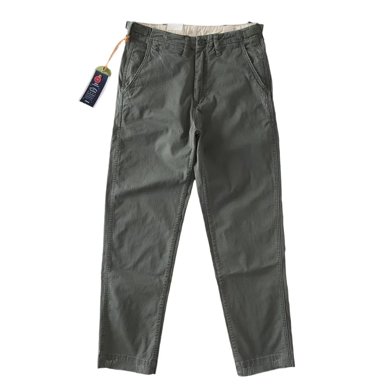 2025 Spring Summer New Japanese Retro Woven Twill Cargo Pants Men's Simple Fashion 97% Cotton Washed Casual Straight Trousers