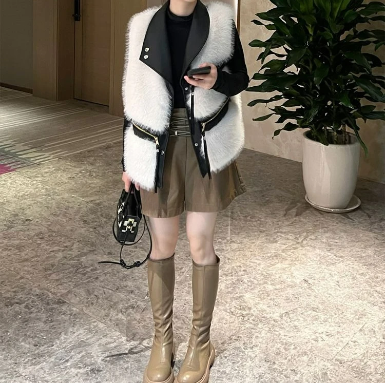 سترة نسائية لخريف وشتاء 2025 سترة قصيرة بتصميم جديد مرقع #5