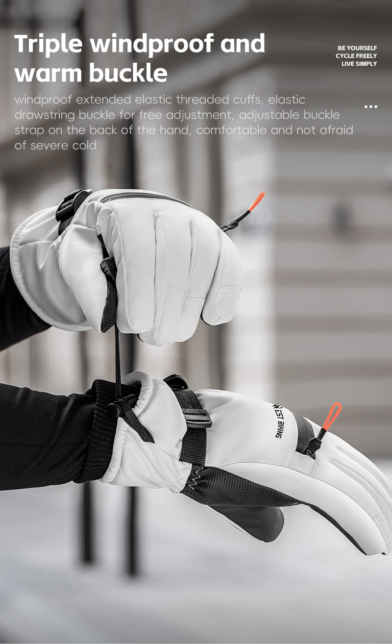 WEST BIKING Skihandschuhe Wasserdicht Dickes Fleece Thermische Winter-Fahrrad-Motorradhandschuhe Touchscreen-fähig Rutschfest Warme Handschuhe für Männer und Frauen – Detail 6