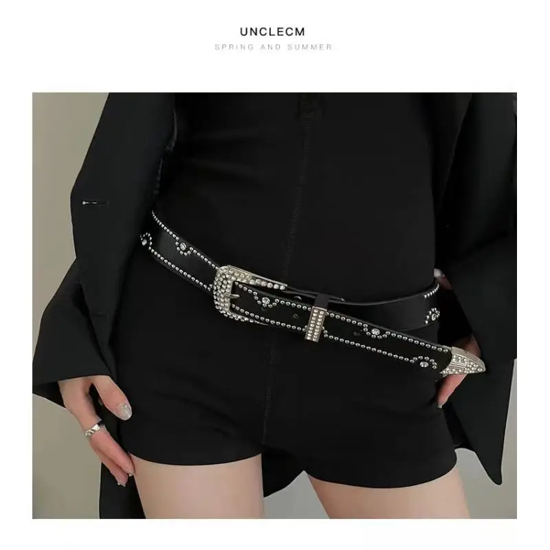 

Женский пояс с кристаллами 105 см, широкое украшение, универсальный дизайн, индивидуальные джинсы с европейско-американской модой