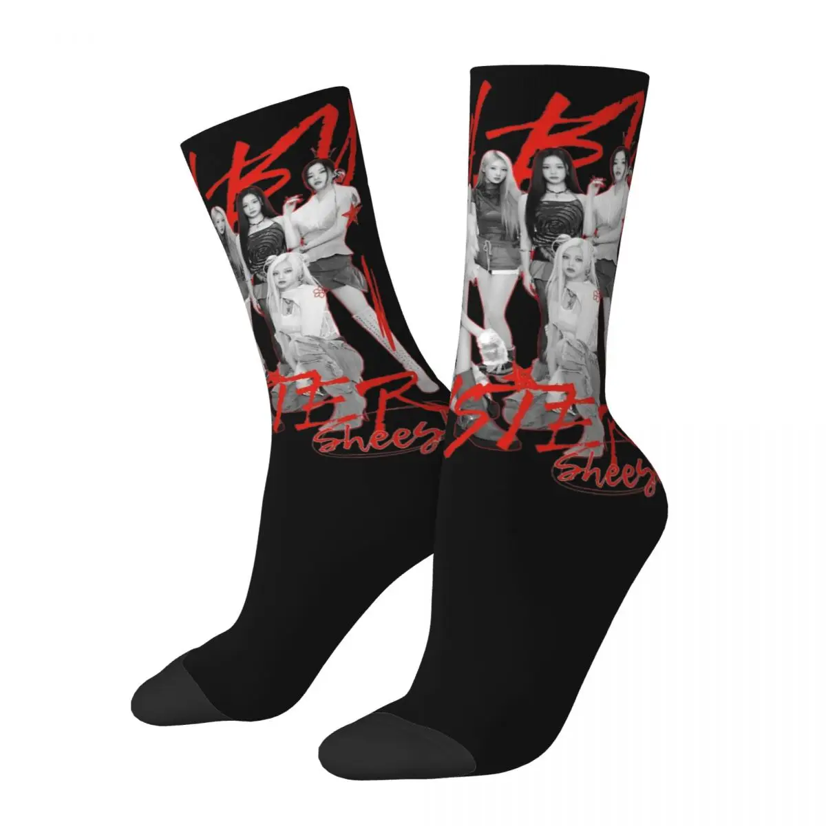 Happy Funny Male Men Socks Hip Hop Babymonster Sheesh Kpop Sock Graphic Women Sock Spring Summer Autumn Winter