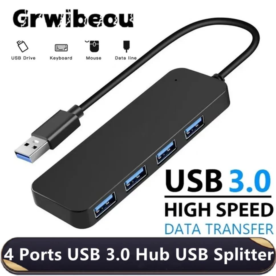 USB 3.0 Hub USB Hub 3.0 Multi USB Splitter Hub Adapter 4 Port Multiple Expander 3.0 USB Hub for PC Macbook Laptop Accessories