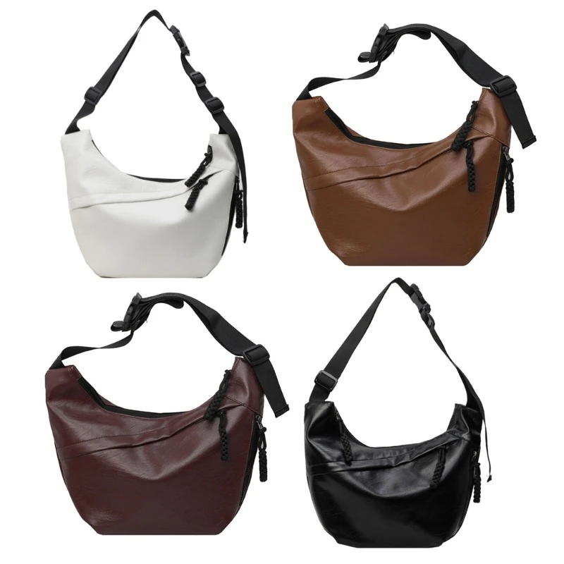 

E74B Women Dumplings Bag Large Capacity Shoulder Bag Casual Crossbody Bag PU Leather Messenger Bag for Shopping Dating