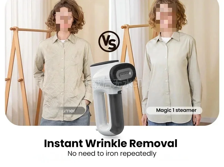 Portable Handheld Vacuum Steam Clothes Iron, High Temperature Mite Removal Cleaner Household Fabric Wrinkle Removing Steamer