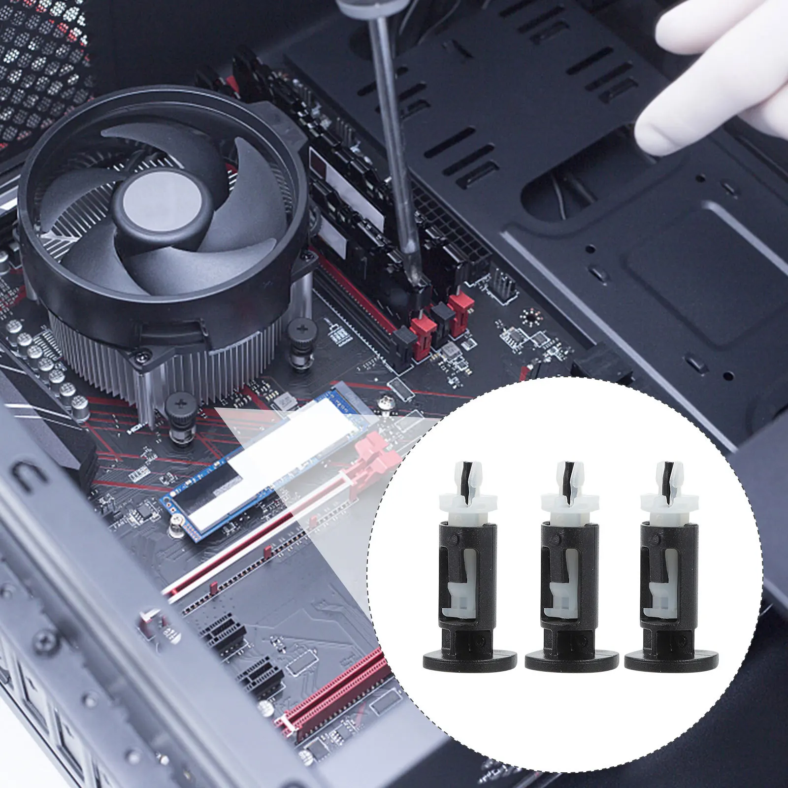 

40Pcs CPU Heatsink Fan Mounting Clip Push Screw Fastener Durable ABS Material for Cooling Fan Installation 775 Socket