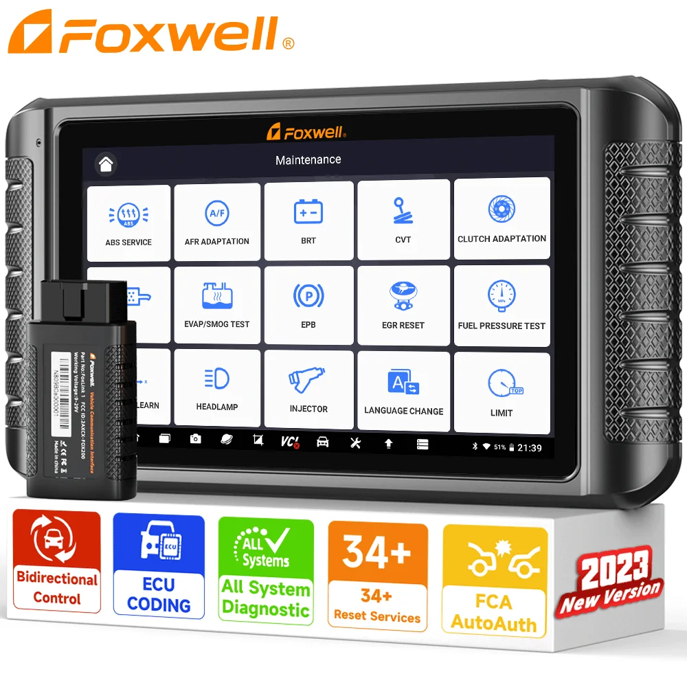 2023 FOXWELL NT1009 OBD2 Scanner Professional Bi-directional ECU Coding 34+ Reset Bluetooth All System OBD2 Car Diagnostic Tools