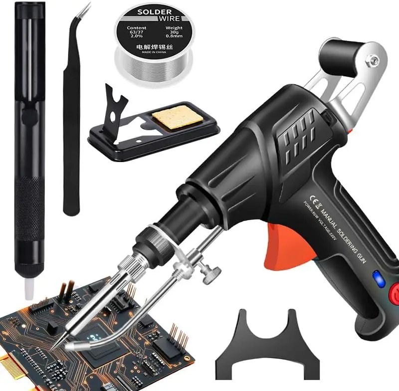 

60W Automatic Soldering Iron Kit, 110V Handheld Welding Gun with Ceramic Heater, for Electronics Repair