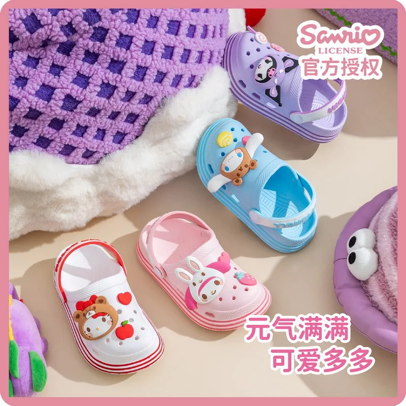 

Kawaii Hello Kitty Kuromi My Melody Cartoon Girls' Clogs Summer Anime Sanrio Girl's Heart Cute Beach Parent-Child Slippers