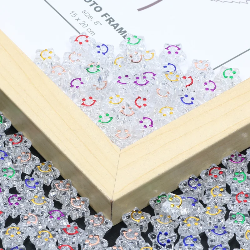 50/100 قطعة الخرز الاكريليك الشفاف مع الملونة ابتسامة نمط سحر ستار الخرز لصنع المجوهرات DIY بها بنفسك مجوهرات الخرزة اكسسوارات #4