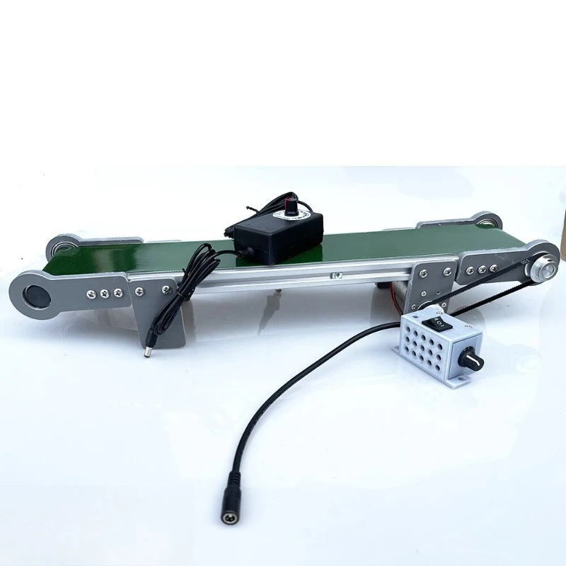 For PVC desktop small conveyor belt conveyor forward and reverse suspension speed regulation model popular science friction DIY