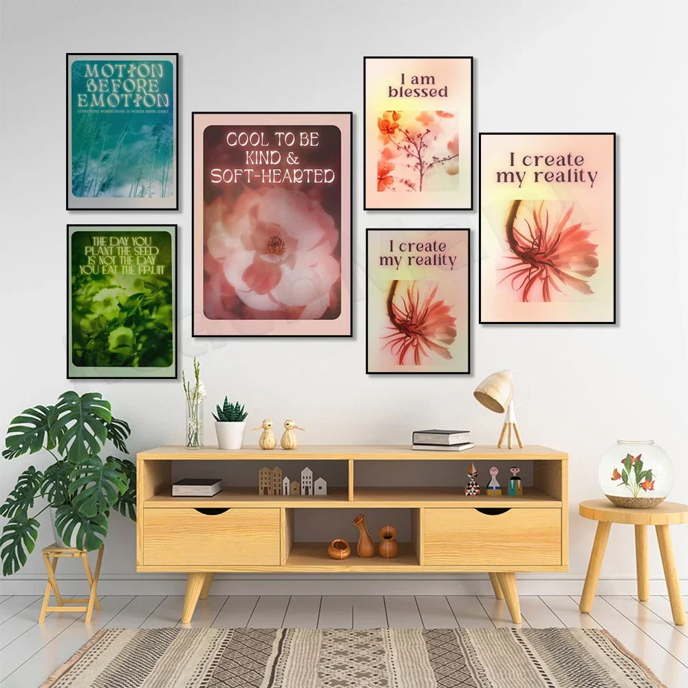 Movement before emotions, seeding, kind and soft heart, motivational poster, growth mindset, self love, law of attraction