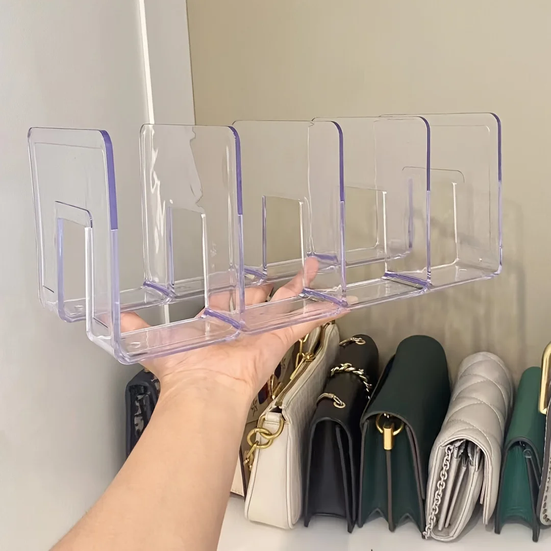 A Transparent Acrylic Storage Box for Handbags - Space-Saving Closet Divider Suitable for Purses , Clear Multifunctional Shelf