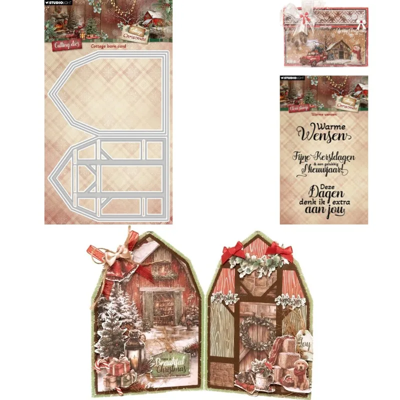 Cottage Barn Card Cutting Dies & Stamps Scrapbook Diary Decoration Stencil Embossing Template DIY Greeting Card Handmade 2026