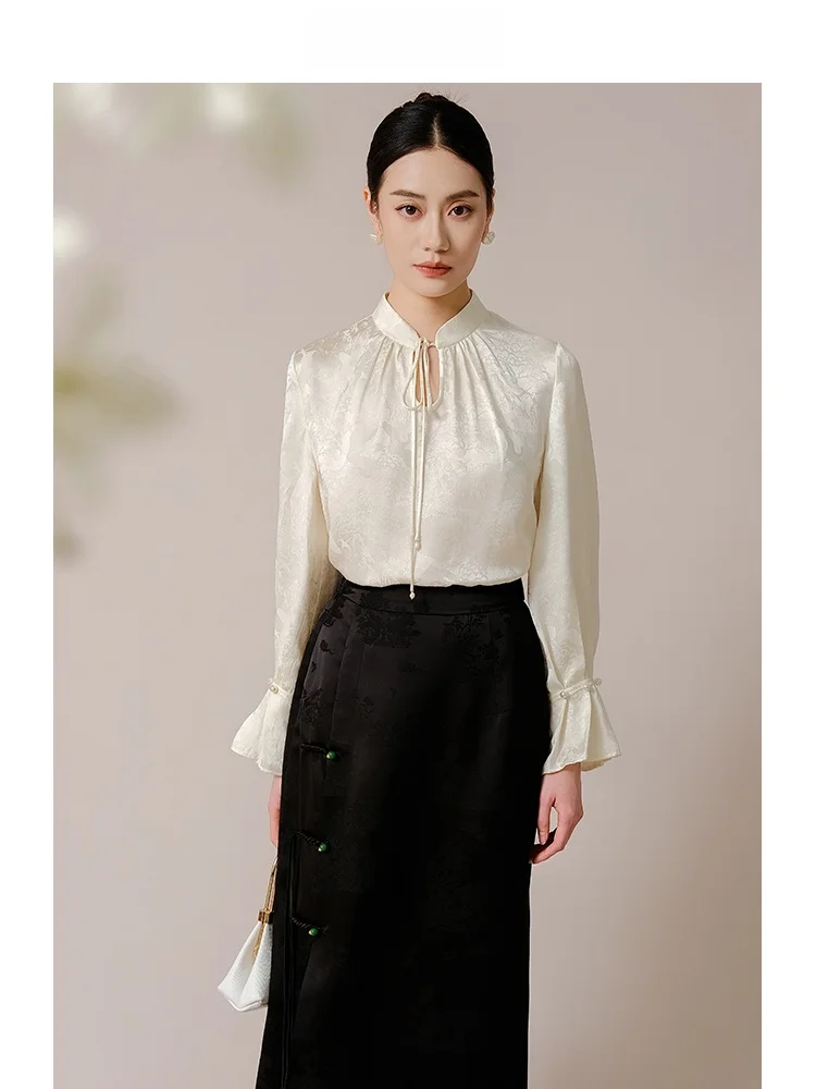 

ibai Новая китайская блузка с вышивкой и длинными рукавами для повседневной носки и поездок на работу. Роскошь в каждом швее.