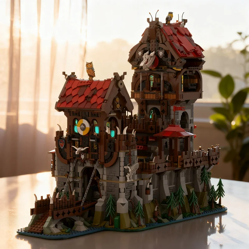 

4916pcs MOC Wolfpack Tower Medieval Ship Model Building blocks Architecture DIY Christmas gifts creative idea Brick toys Kids