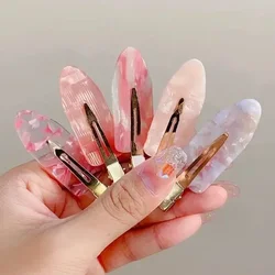 Simple Sakura Pink Seamless Hair Clip Women Acetate Sheet No Bend Bangs Clip Duckbill Clip Hairpins Hair Styling Tool