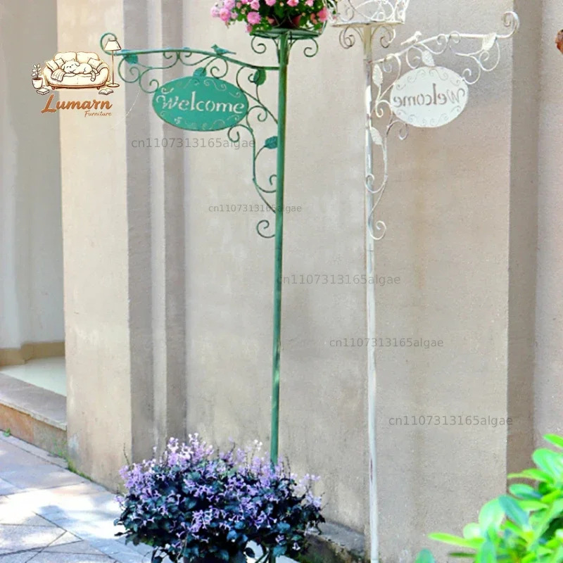 Floor Standing Plant Shelf for Garden Balcony Flowerpot Holder  Rose Climbing Rattan Trellis Outdoor Decoration Welcome Sign