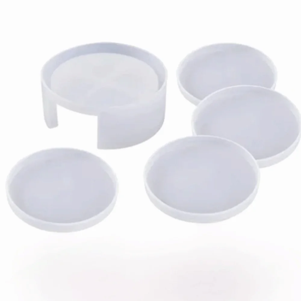 5pcs Durable Soft Silicone Coaster Resin Molds Thickened Design Easy Release Round Coaster Molds DIY Resin Molds Home Decoration