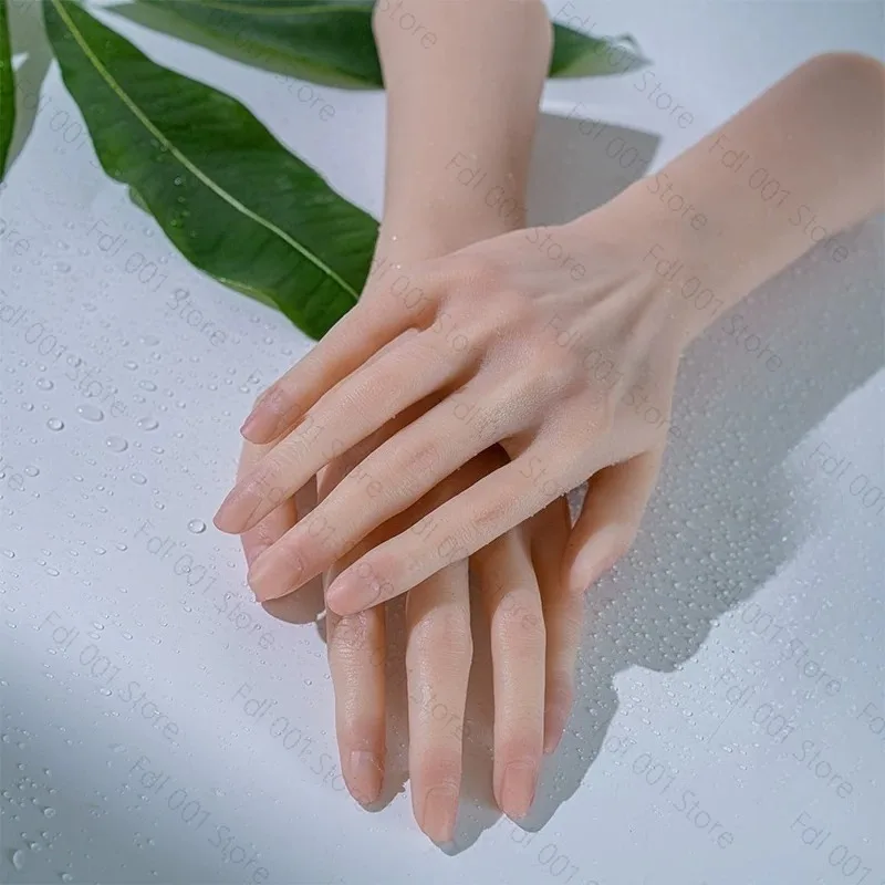 Realistic Silicone Hand Model Simulation American Female Supermodel Fake Nail Manicure Hands Painting Shooting Display